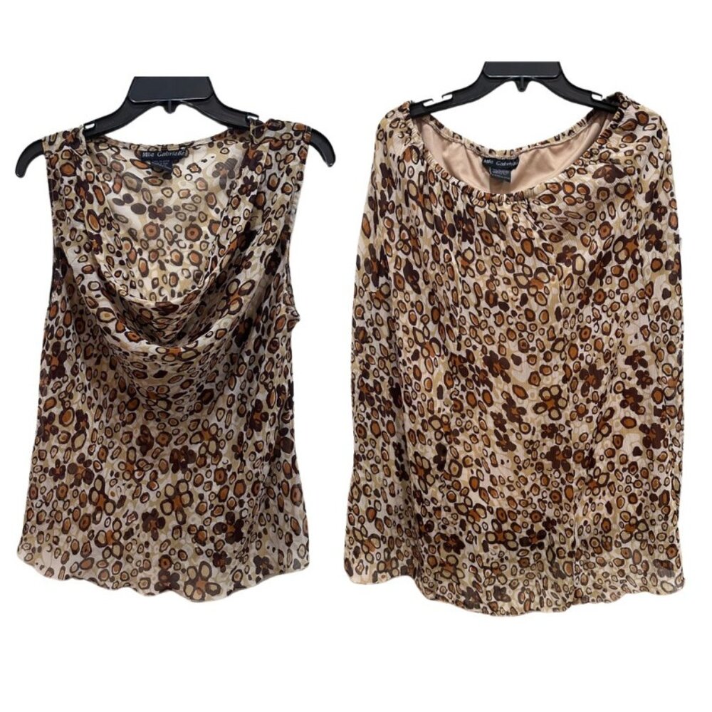 Mlle Gabrielle Leopard Print 2 Piece Skirt Set 14W